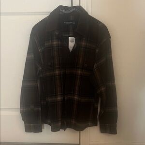 Abercrombie & Fitch Men's Brown Plaid Shirt Jacket